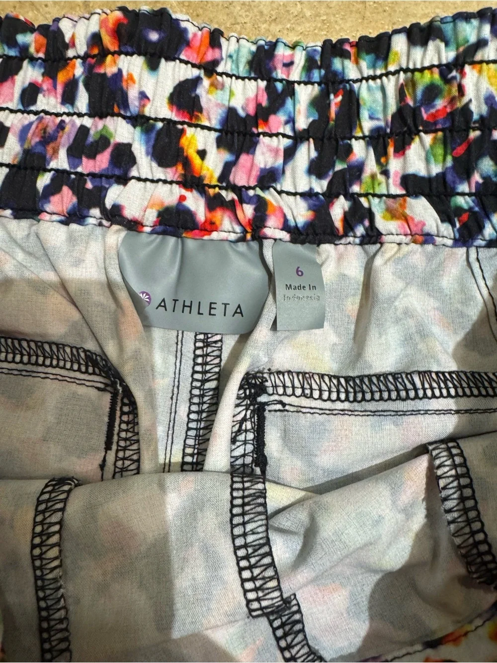 Athleta Women’s Multicolor Print Athletic Shorts — Black, Pink, Yellow, Blue